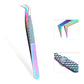 TOP quality stainless steel tweezers rainbow color straight bend ESD multifunction eyelash curlers for nail sewing DIY