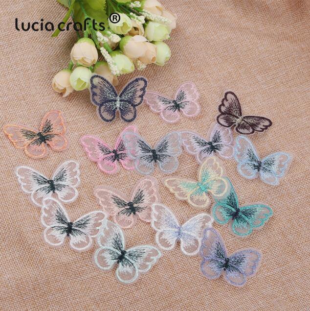 10/12 pieces   Lace Butterfly  Multicolor Fabric Embroidery Patch  Sew On Polyester DIY Patch  L0919