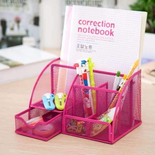7-Zellen-Metallgitter-Desktop-Bürostift-Bleistift-Halter Eisen-Schreibtisch-Organizer für Scheren Lineal Schreibwaren Schulbedarf Zubehör
