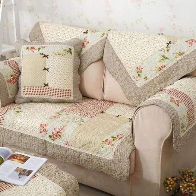 1 Stück Winter Sofa Bezug Baumwolle Grün Floral Gedruckt Hand Patchwork Steppdecke Sofa Matte Rutschfestes Zuhause Sofa Handtuch Heimtextilien