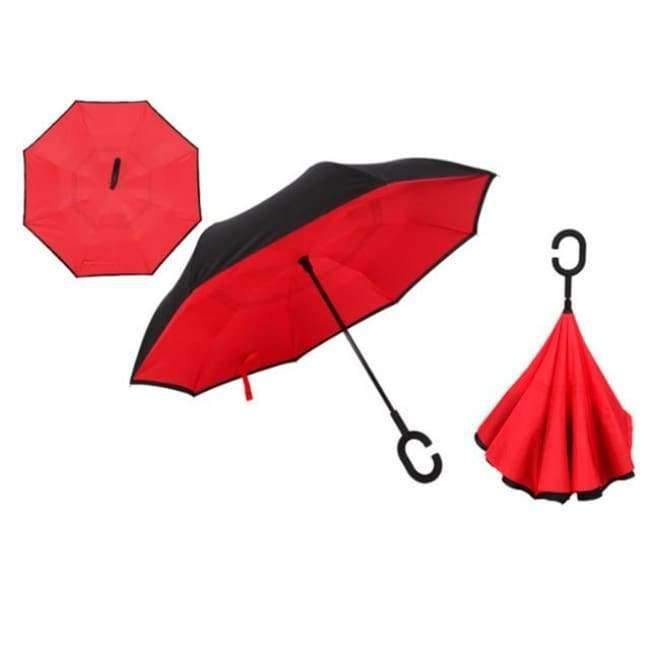 Reverse Fold Double Layer Inverted Chuva Umbrella Self-Standing Inside Out Rain Protection C-Hook Hands for Car