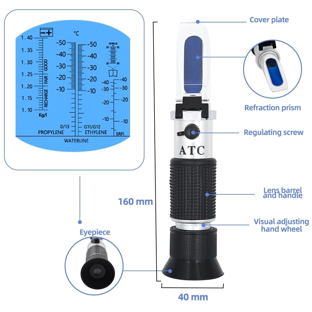 Refractometer All Types Brix Alcohol Salinity Portable Refractometer Wine Beer Sugar Fruit Vegetable Juice with ATC 40% Discount