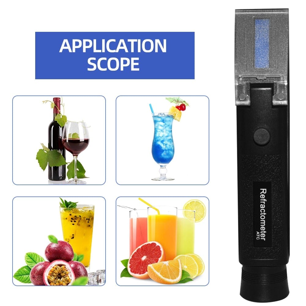 Refractometer All Types Brix Alcohol Salinity Portable Refractometer Wine Beer Sugar Fruit Vegetable Juice with ATC 40% Discount