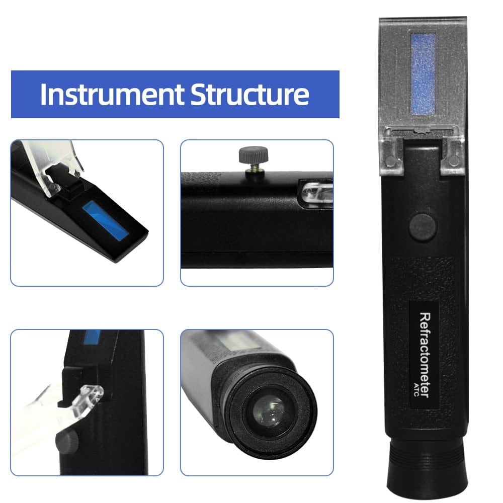 Refractometer All Types Brix Alcohol Salinity Portable Refractometer Wine Beer Sugar Fruit Vegetable Juice with ATC 40% Discount