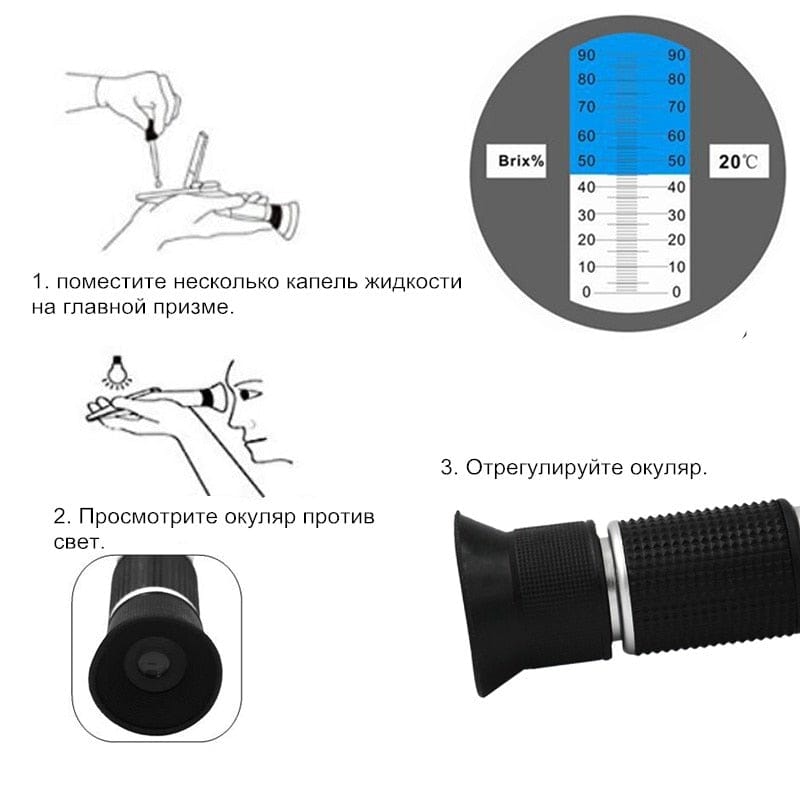 Refractometer All Types Brix Alcohol Salinity Portable Refractometer Wine Beer Sugar Fruit Vegetable Juice with ATC 40% Discount
