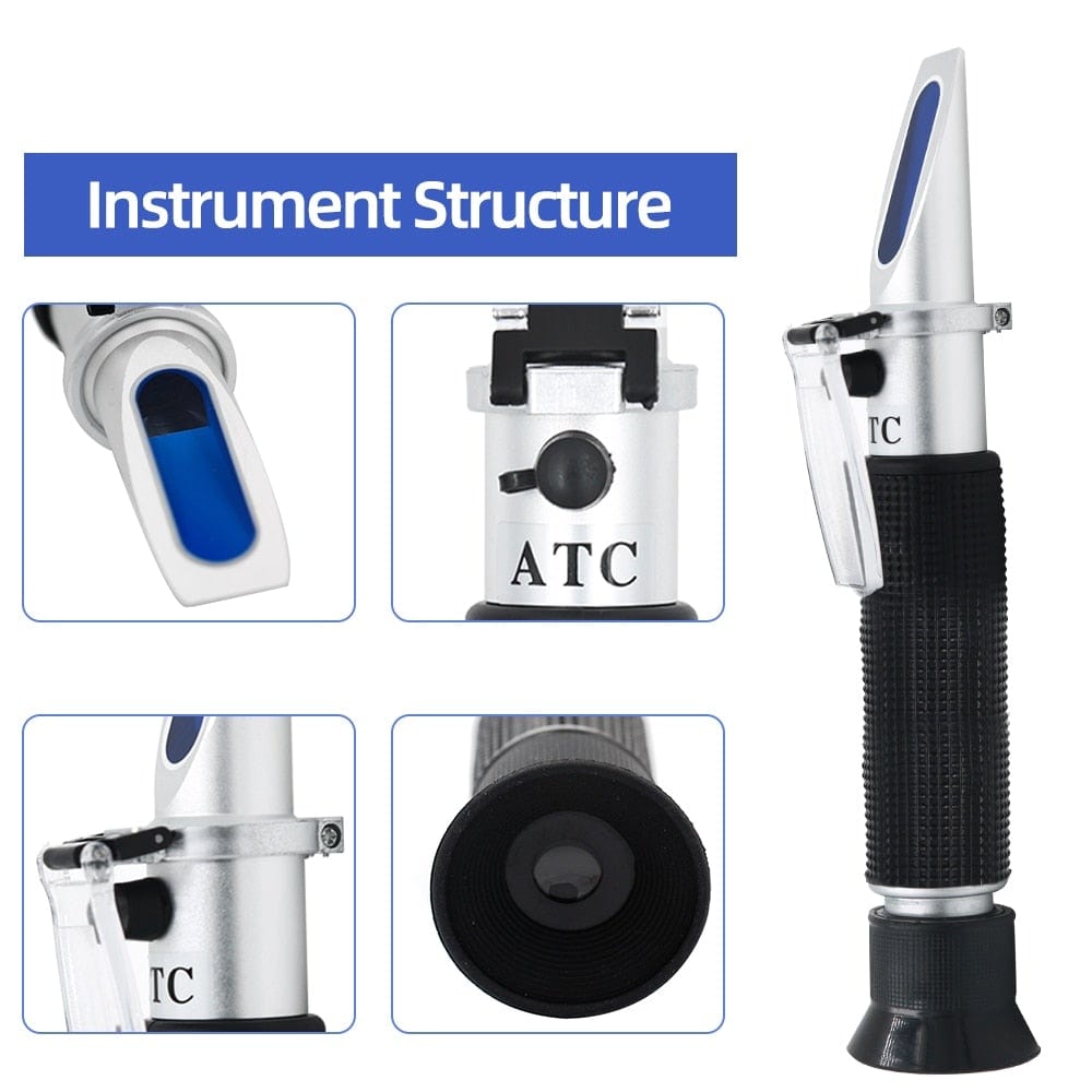 Refractometer All Types Brix Alcohol Salinity Portable Refractometer Wine Beer Sugar Fruit Vegetable Juice with ATC 40% Discount