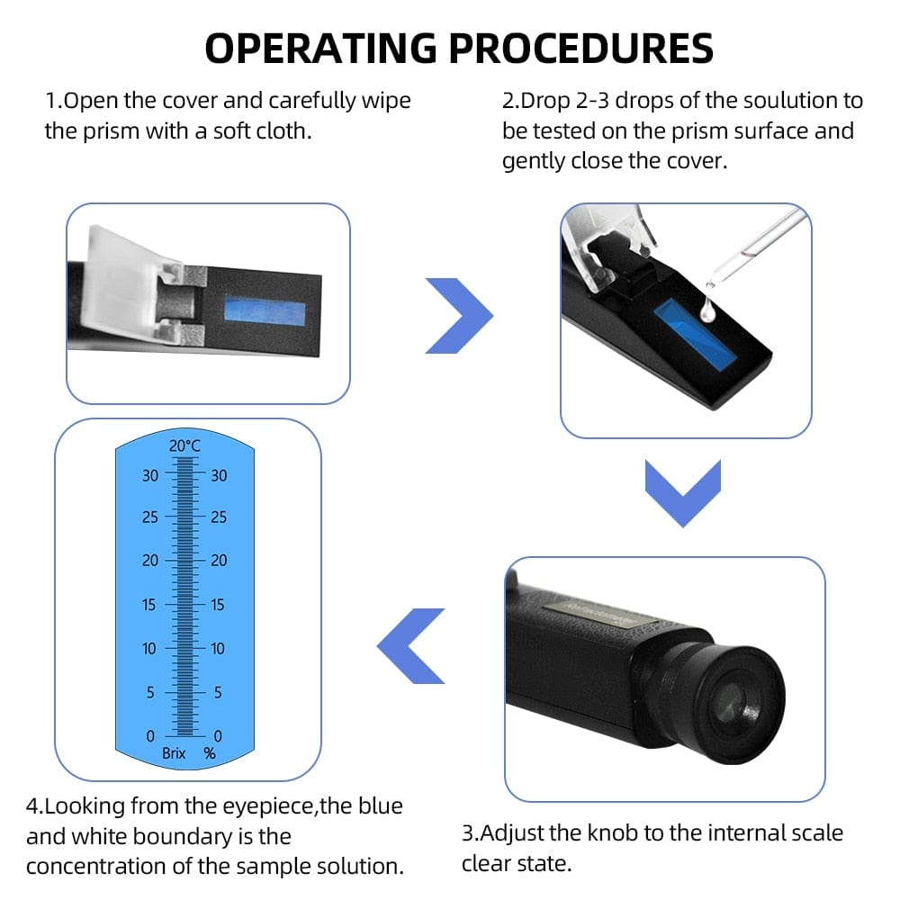 Refractometer All Types Brix Alcohol Salinity Portable Refractometer Wine Beer Sugar Fruit Vegetable Juice with ATC 40% Discount