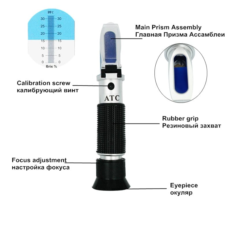 Refractometer All Types Brix Alcohol Salinity Portable Refractometer Wine Beer Sugar Fruit Vegetable Juice with ATC 40% Discount