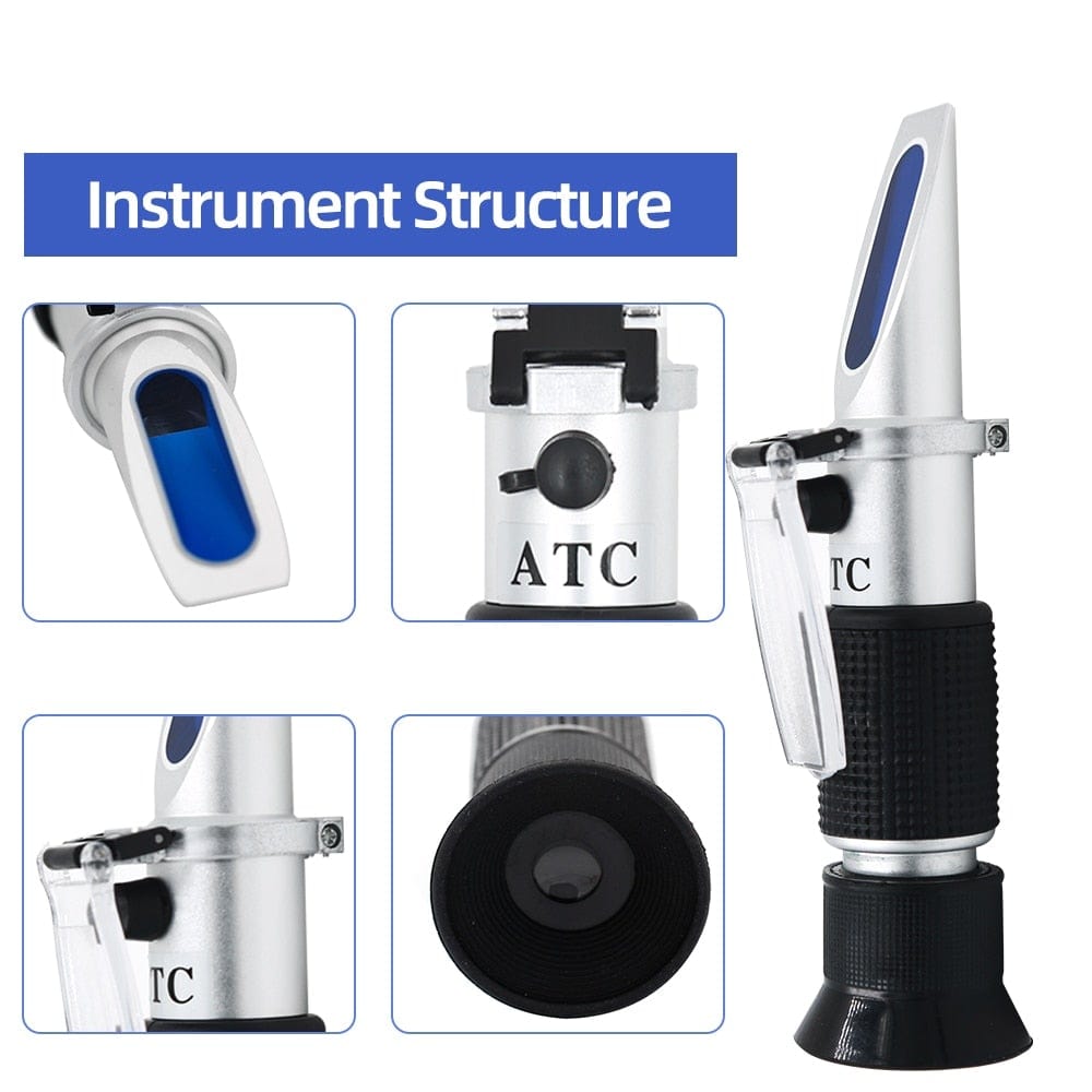 Refractometer All Types Brix Alcohol Salinity Portable Refractometer Wine Beer Sugar Fruit Vegetable Juice with ATC 40% Discount