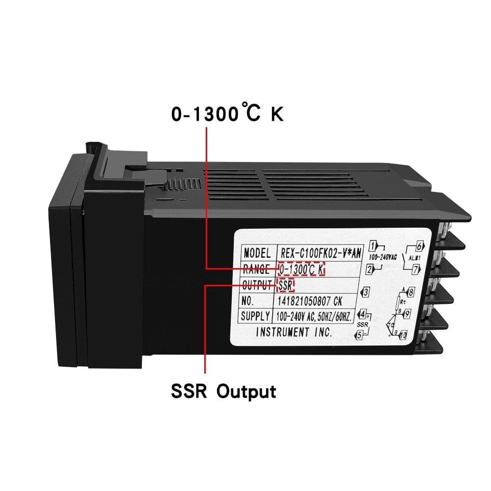 REX-C100 Digital PID Temperature Controller Thermostat SSR Output + Max. 40A SSR Relay + K Thermocouple Probe High Quality