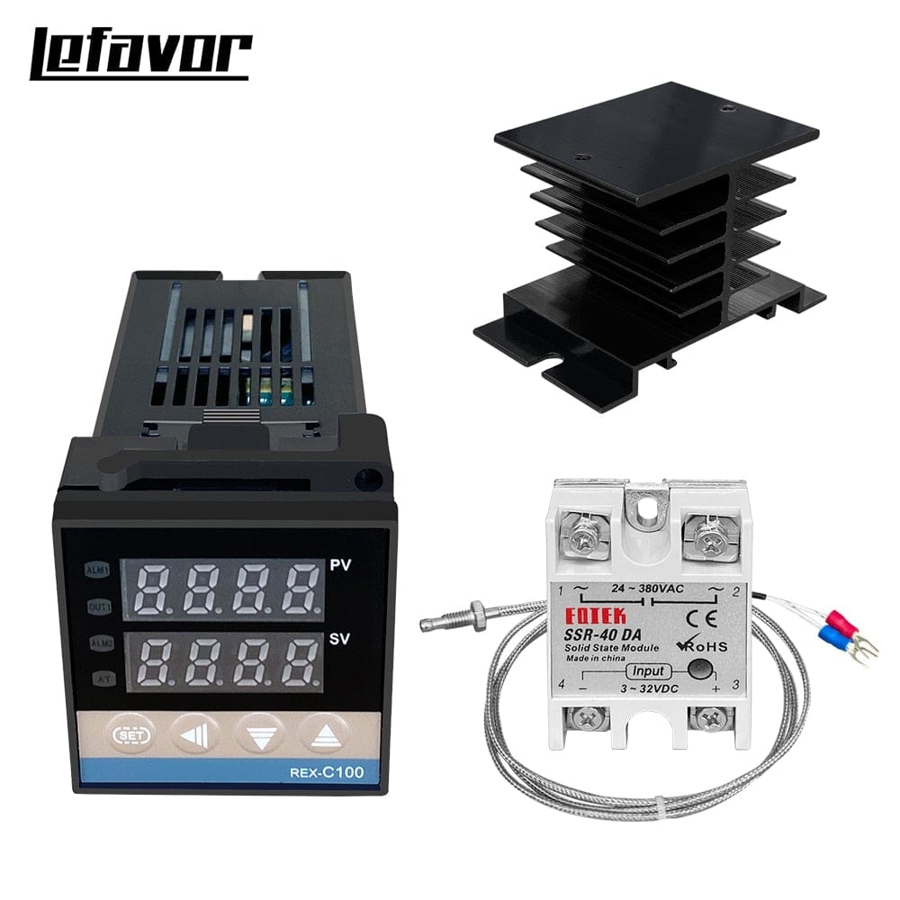REX-C100 Digital PID Temperature Controller Thermostat SSR Output + Max. 40A SSR Relay + K Thermocouple Probe High Quality