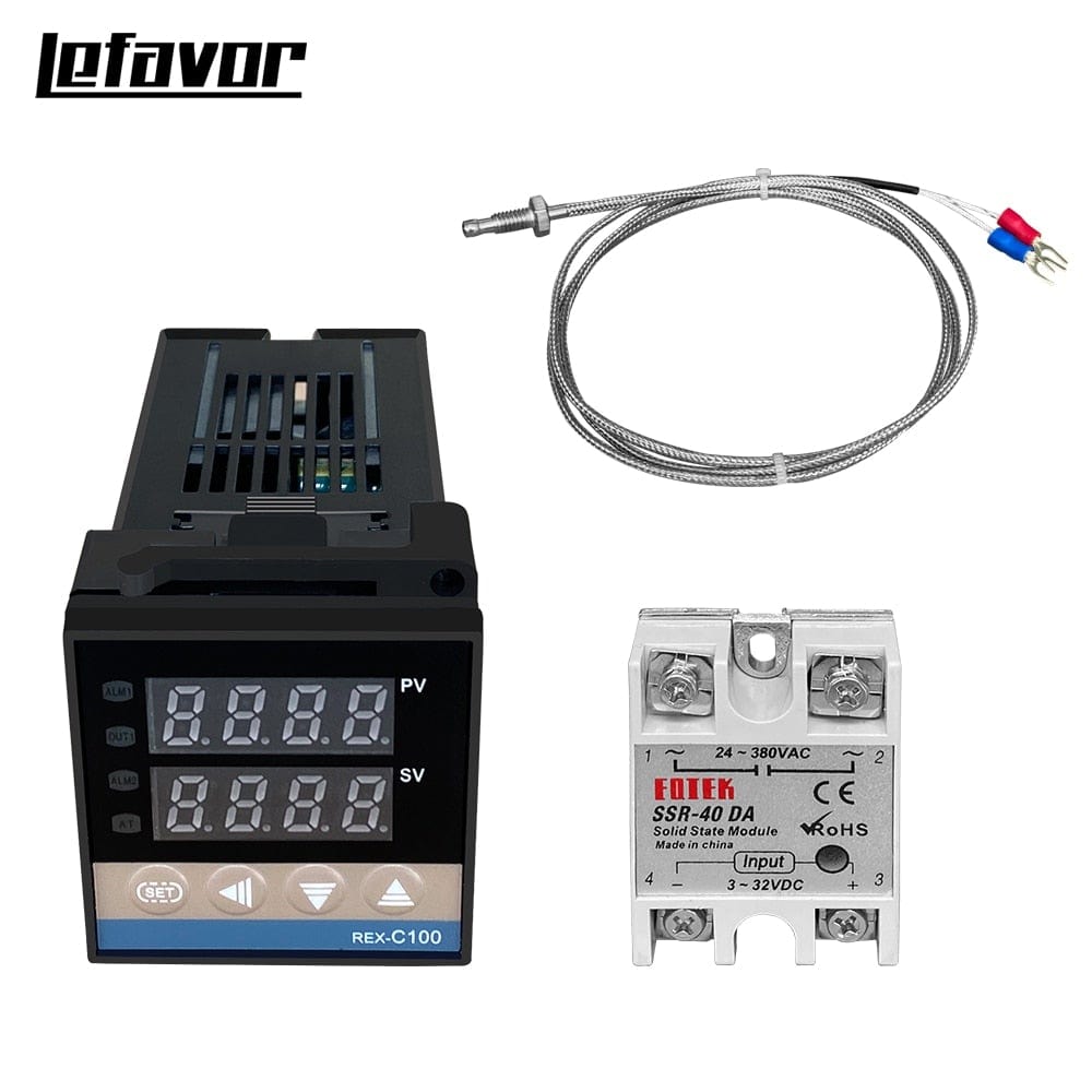 REX-C100 Digital PID Temperature Controller Thermostat SSR Output + Max. 40A SSR Relay + K Thermocouple Probe High Quality