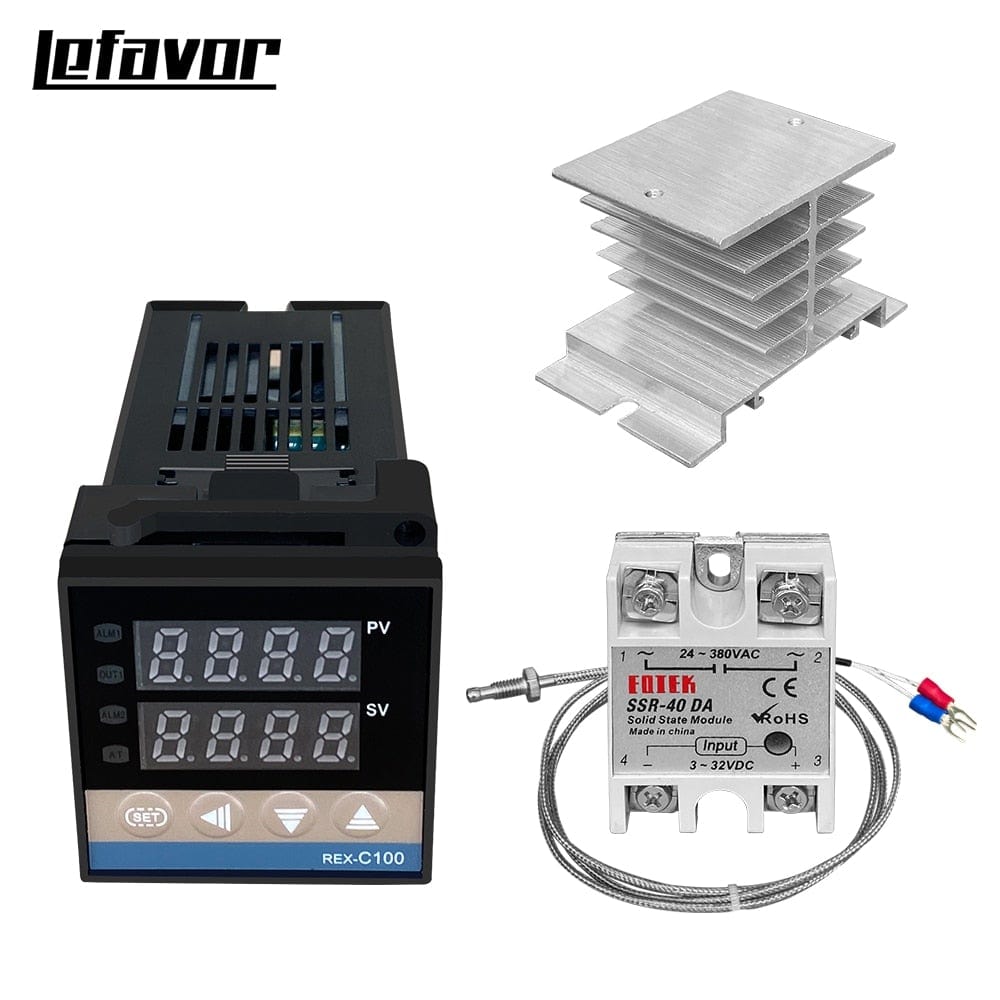REX-C100 Digital PID Temperature Controller Thermostat SSR Output + Max. 40A SSR Relay + K Thermocouple Probe High Quality
