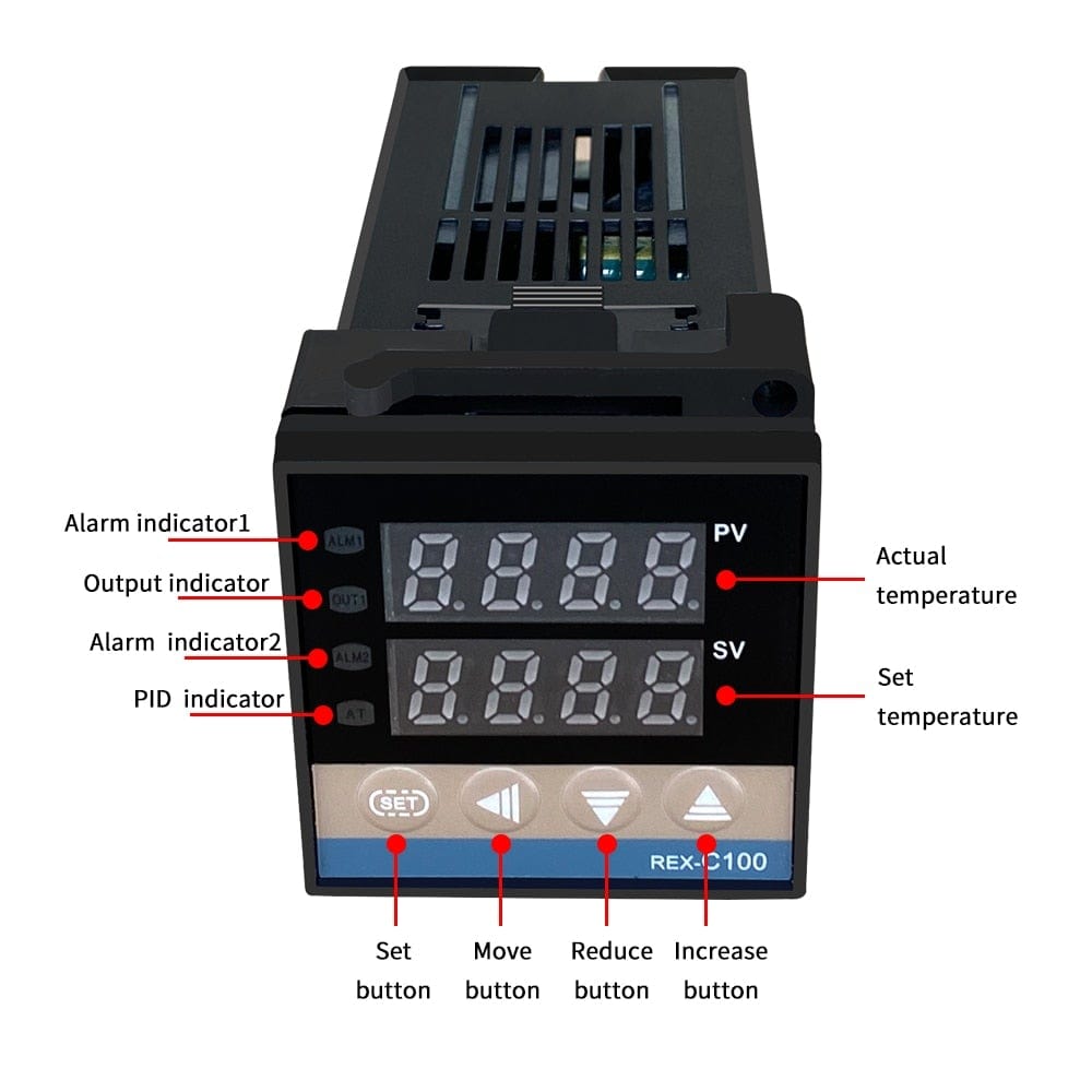 REX-C100 Digital PID Temperature Controller Thermostat SSR Output + Max. 40A SSR Relay + K Thermocouple Probe High Quality