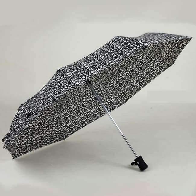 Ladies Full Automatic Aluminum-Fiberglass Sturdy Frame Three-Foldable Compact Large Umbrella
