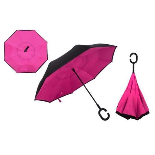 Reverse Fold Double Layer Inverted Chuva Umbrella Self-Standing Inside Out Rain Protection C-Hook Hands for Car