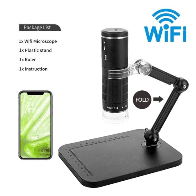 Wireless digital microscope handheld USB HD inspection camera 50x-1000x magnification with flexible stand for iPhone iPad PC
