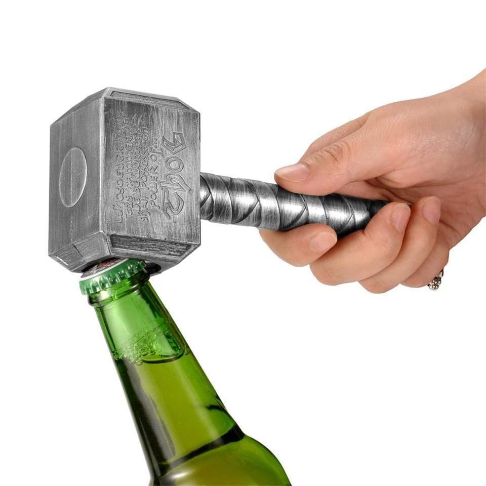 Silberner Flaschenöffner Multifunktionshammer in Form von Thor mit langem Griff Flaschenöffner Bier
