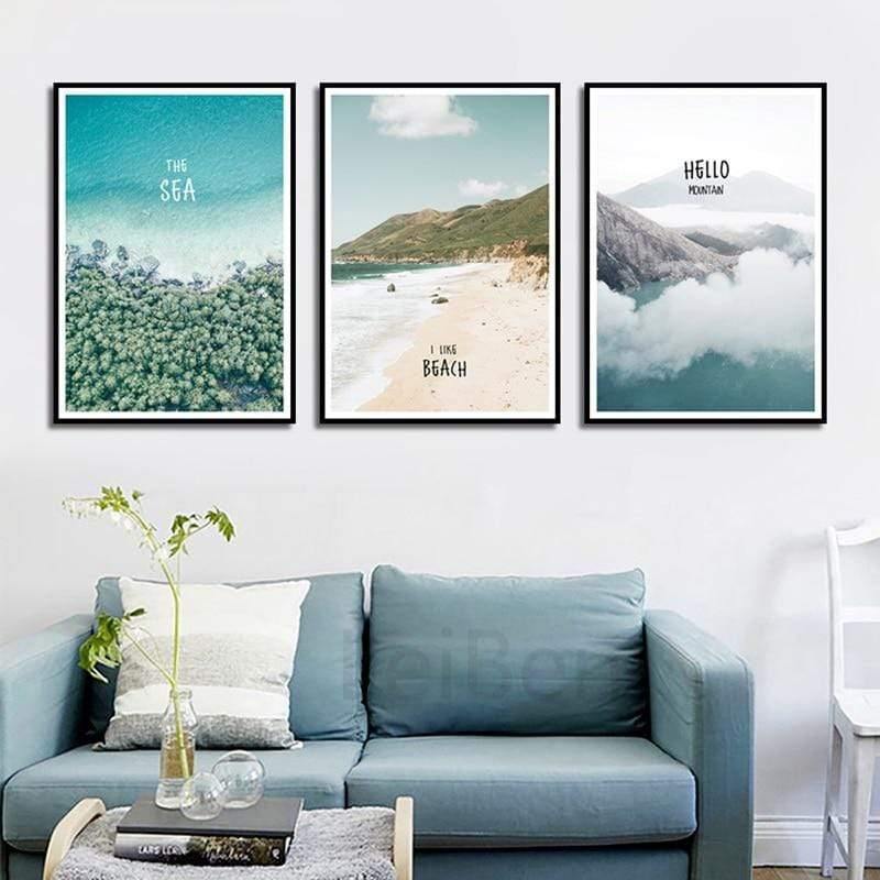 Einfaches Malen nach Zahlen Landschaftsbild Strandurlaub Poster Druck Leinwandbild Bild Heim Wandkunst Dekoration
