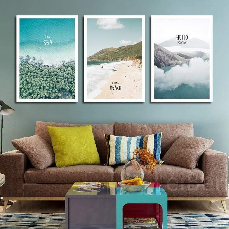 Einfaches Malen nach Zahlen Landschaftsbild Strandurlaub Poster Druck Leinwandbild Bild Heim Wandkunst Dekoration