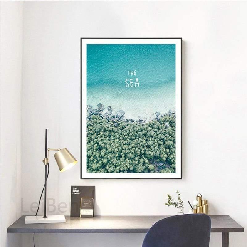 Einfaches Malen nach Zahlen Landschaftsbild Strandurlaub Poster Druck Leinwandbild Bild Heim Wandkunst Dekoration