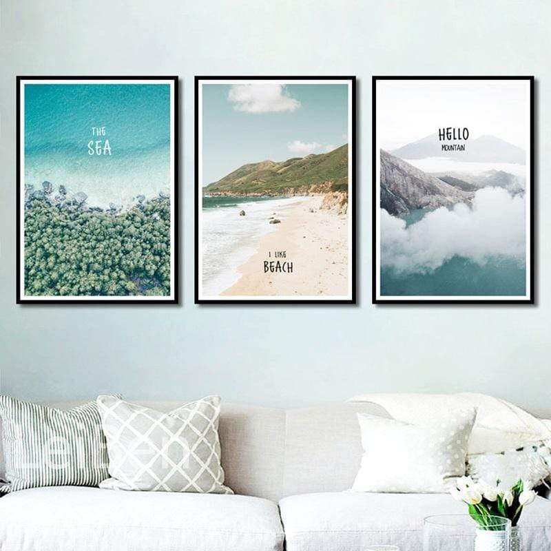 Einfaches Malen nach Zahlen Landschaftsbild Strandurlaub Poster Druck Leinwandbild Bild Heim Wandkunst Dekoration