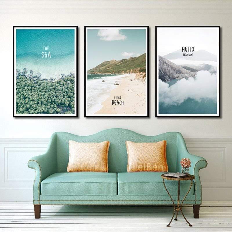Einfaches Malen nach Zahlen Landschaftsbild Strandurlaub Poster Druck Leinwandbild Bild Heim Wandkunst Dekoration