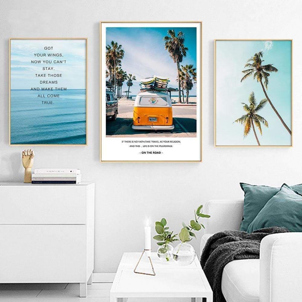 Einfaches Malen nach Zahlen Landschaftsbild Strandurlaub Poster Druck Leinwandbild Bild Heim Wandkunst Dekoration