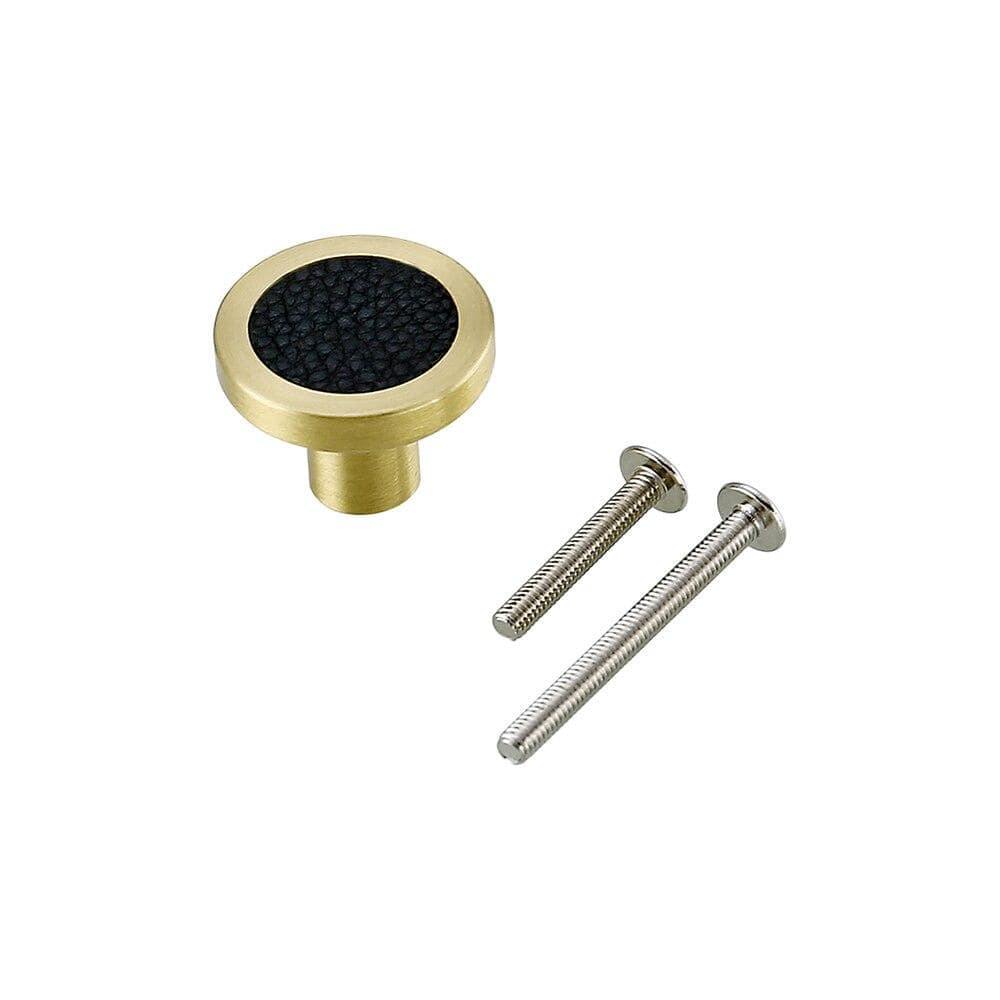 1PCS Schrankgriffe Massives Messing Schrank Kleiderschrank Ziehgriffe Schwarzes Leder Hardware Schublade Möbel Türgriffe Kommode Ziehgriff