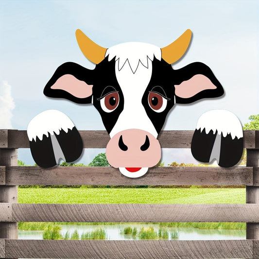 1 Stück 27,94 cm Kuh Kuh Denim Kuh Thema dekorativer Zaun Aussicht Decoration verdickte PVC-Platte Kuh Zaun Besucher Nutztiere Garten Scheune Gartenkunst Land