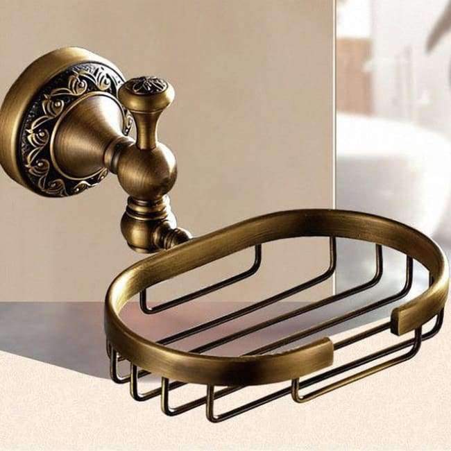 KEMAIDI Bathroom Accessories Antique Brass Towel Ring, Paper Holder, Toilet Brush, Bath Shelf, Soap Dish, Makeup Mirror