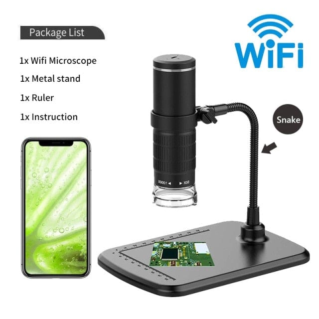 Wireless digital microscope handheld USB HD inspection camera 50x-1000x magnification with flexible stand for iPhone iPad PC
