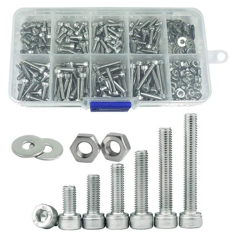Edelstahl Sechskant Schrauben Set Zylinderkopf Schrauben Fahrrad Sechskant Sortiment Schraubensatz Bolzen und Mutter Innensechskantschrauben Set