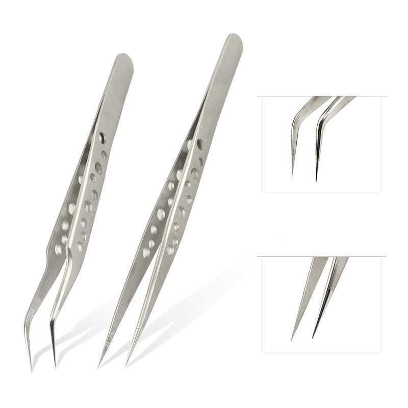 TOP quality stainless steel tweezers rainbow color straight bend ESD multifunction eyelash curlers for nail sewing DIY