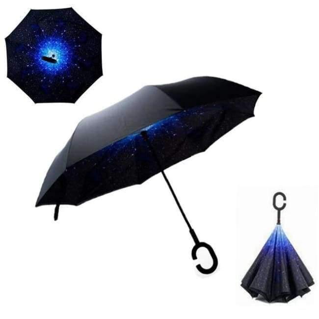 Reverse Fold Double Layer Inverted Chuva Umbrella Self-Standing Inside Out Rain Protection C-Hook Hands for Car