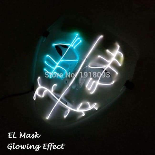Neue Art Glow Party Maske LED Streifen Maske Festival Neuheit Beleuchtung Dekoration EL Draht Rave Maske + 3V Sprachsteuerung