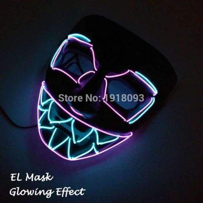 Neue Art Glow Party Maske LED Streifen Maske Festival Neuheit Beleuchtung Dekoration EL Draht Rave Maske + 3V Sprachsteuerung