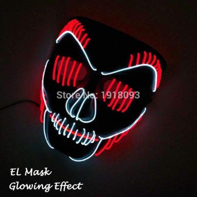 Neue Art Glow Party Maske LED Streifen Maske Festival Neuheit Beleuchtung Dekoration EL Draht Rave Maske + 3V Sprachsteuerung