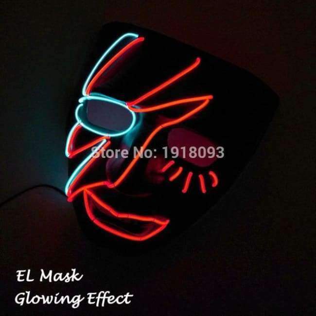 Neue Art Glow Party Maske LED Streifen Maske Festival Neuheit Beleuchtung Dekoration EL Draht Rave Maske + 3V Sprachsteuerung
