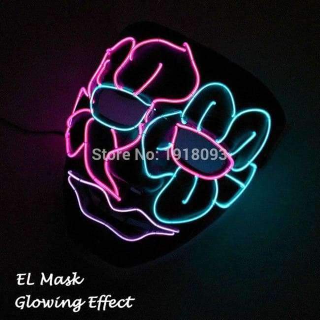 Neue Art Glow Party Maske LED Streifen Maske Festival Neuheit Beleuchtung Dekoration EL Draht Rave Maske + 3V Sprachsteuerung