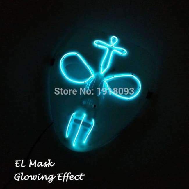 Neue Art Glow Party Maske LED Streifen Maske Festival Neuheit Beleuchtung Dekoration EL Draht Rave Maske + 3V Sprachsteuerung