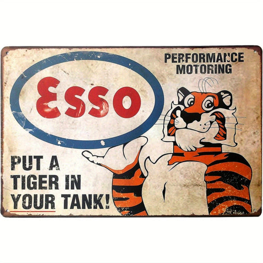 1 Stück, Esso Setze einen Tiger in deinen Tank, Clemson Metallblechschild, Wanddekoration Garagenzeichen 30,48 cm X 20,32 cm, Wanddeko, Szenendeko, Wohnkultur, Bar Dekor, Kaffeebar Dekor