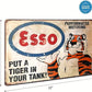 1 Stück, Esso Setze einen Tiger in deinen Tank, Clemson Metallblechschild, Wanddekoration Garagenzeichen 30,48 cm X 20,32 cm, Wanddeko, Szenendeko, Wohnkultur, Bar Dekor, Kaffeebar Dekor