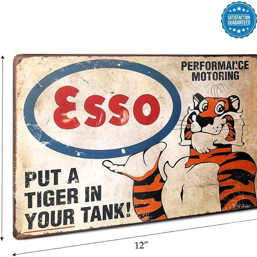 1 Stück, Esso Setze einen Tiger in deinen Tank, Clemson Metallblechschild, Wanddekoration Garagenzeichen 30,48 cm X 20,32 cm, Wanddeko, Szenendeko, Wohnkultur, Bar Dekor, Kaffeebar Dekor