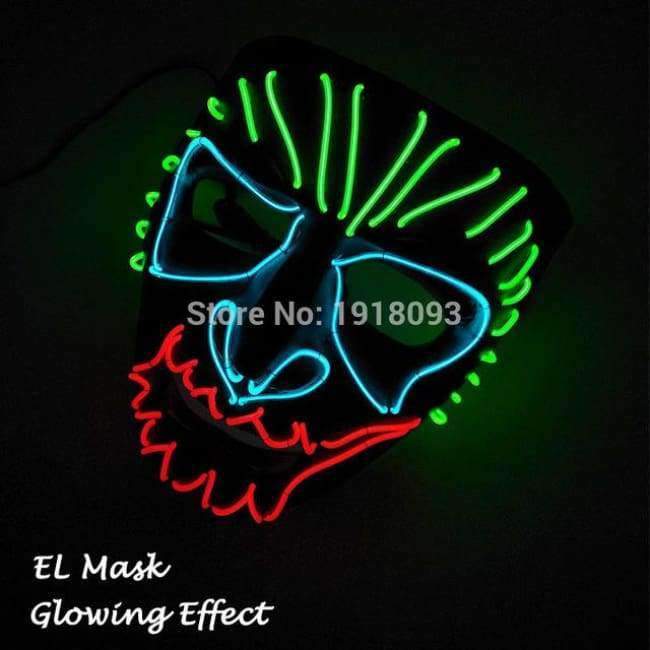 Neue Art Glow Party Maske LED Streifen Maske Festival Neuheit Beleuchtung Dekoration EL Draht Rave Maske + 3V Sprachsteuerung