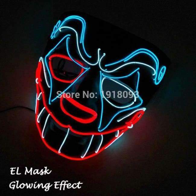Neue Art Glow Party Maske LED Streifen Maske Festival Neuheit Beleuchtung Dekoration EL Draht Rave Maske + 3V Sprachsteuerung