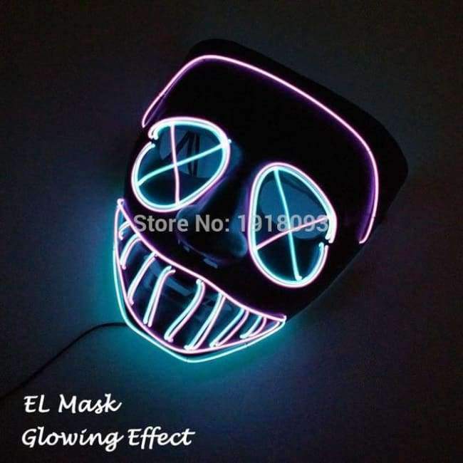 Neue Art Glow Party Maske LED Streifen Maske Festival Neuheit Beleuchtung Dekoration EL Draht Rave Maske + 3V Sprachsteuerung
