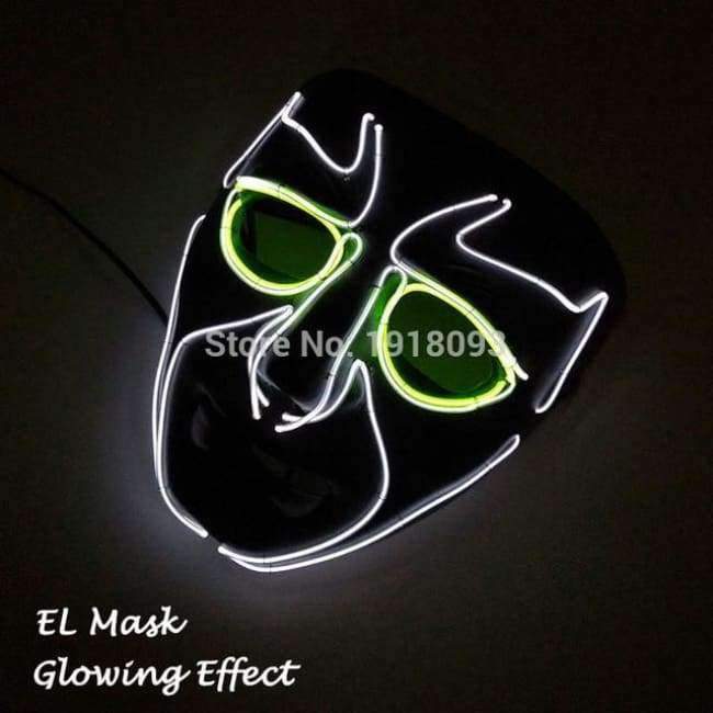 Neue Art Glow Party Maske LED Streifen Maske Festival Neuheit Beleuchtung Dekoration EL Draht Rave Maske + 3V Sprachsteuerung