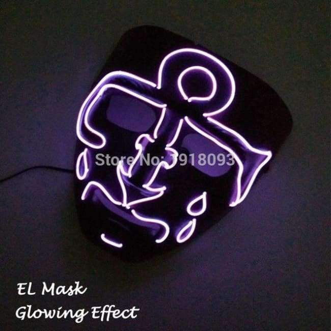 Neue Art Glow Party Maske LED Streifen Maske Festival Neuheit Beleuchtung Dekoration EL Draht Rave Maske + 3V Sprachsteuerung