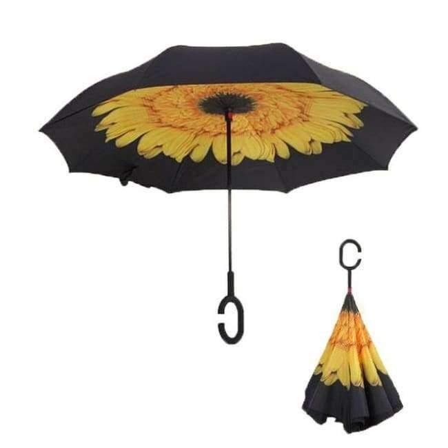 Reverse Fold Double Layer Inverted Chuva Umbrella Self-Standing Inside Out Rain Protection C-Hook Hands for Car